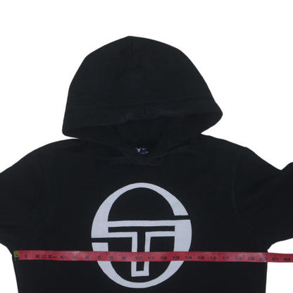 Sergio Tacchini Mens Black Hoodie M Logo Pullover Cotton Blend