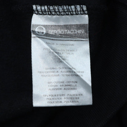 Sergio Tacchini Mens Black Hoodie M Logo Pullover Cotton Blend