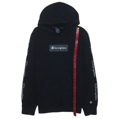 Champion Men's Black Pullover Hoodie Medium Logo Fleece Sweatshirt
