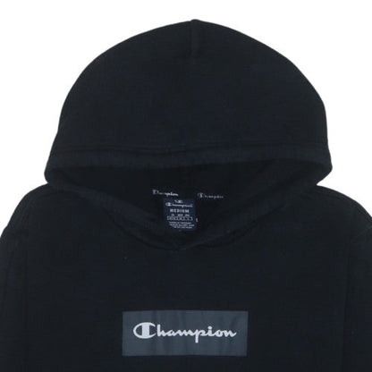 Champion Men's Black Pullover Hoodie Medium Logo Fleece Sweatshirt