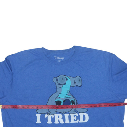 Disney Women’s Blue Stitch Graphic T-Shirt 2XL Short Sleeve Casual Top