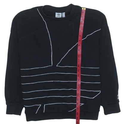 Adidas Women Black Crew Neck Graphic Pullover Sweatshirt Size 12