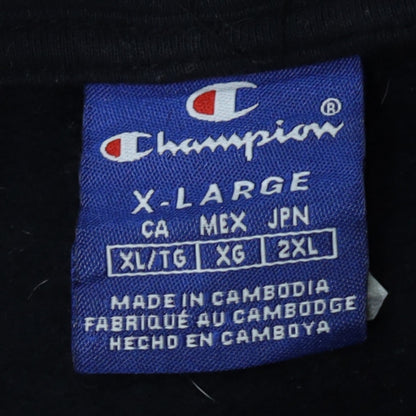 Champion Men's Black XL Pullover Hoodie with Logo Print