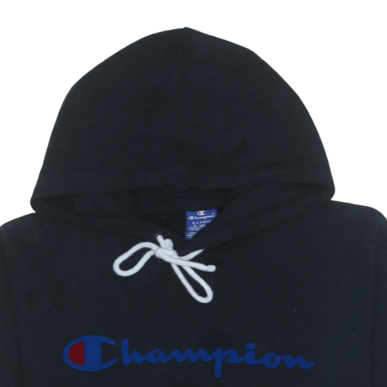 Champion Men's Black XL Pullover Hoodie with Logo Print