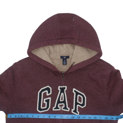 GAP Womens Burgundy Full Zip Hoodie Sherpa Lined Size S
