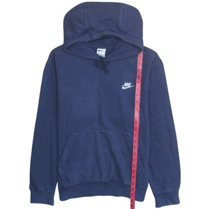 Nike Men's Blue Pullover Hoodie Small Logo Fleece Sweatshirt
