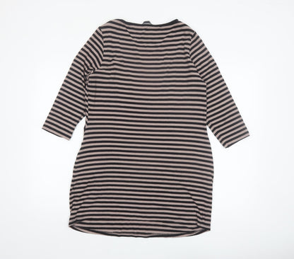 Marks and Spencer Women's Beige Black Striped Tunic Top Size 12