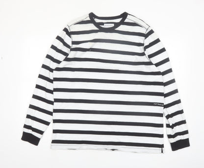 Pop Trading Company Men’s Black White Striped Long Sleeve Cotton Shirt M