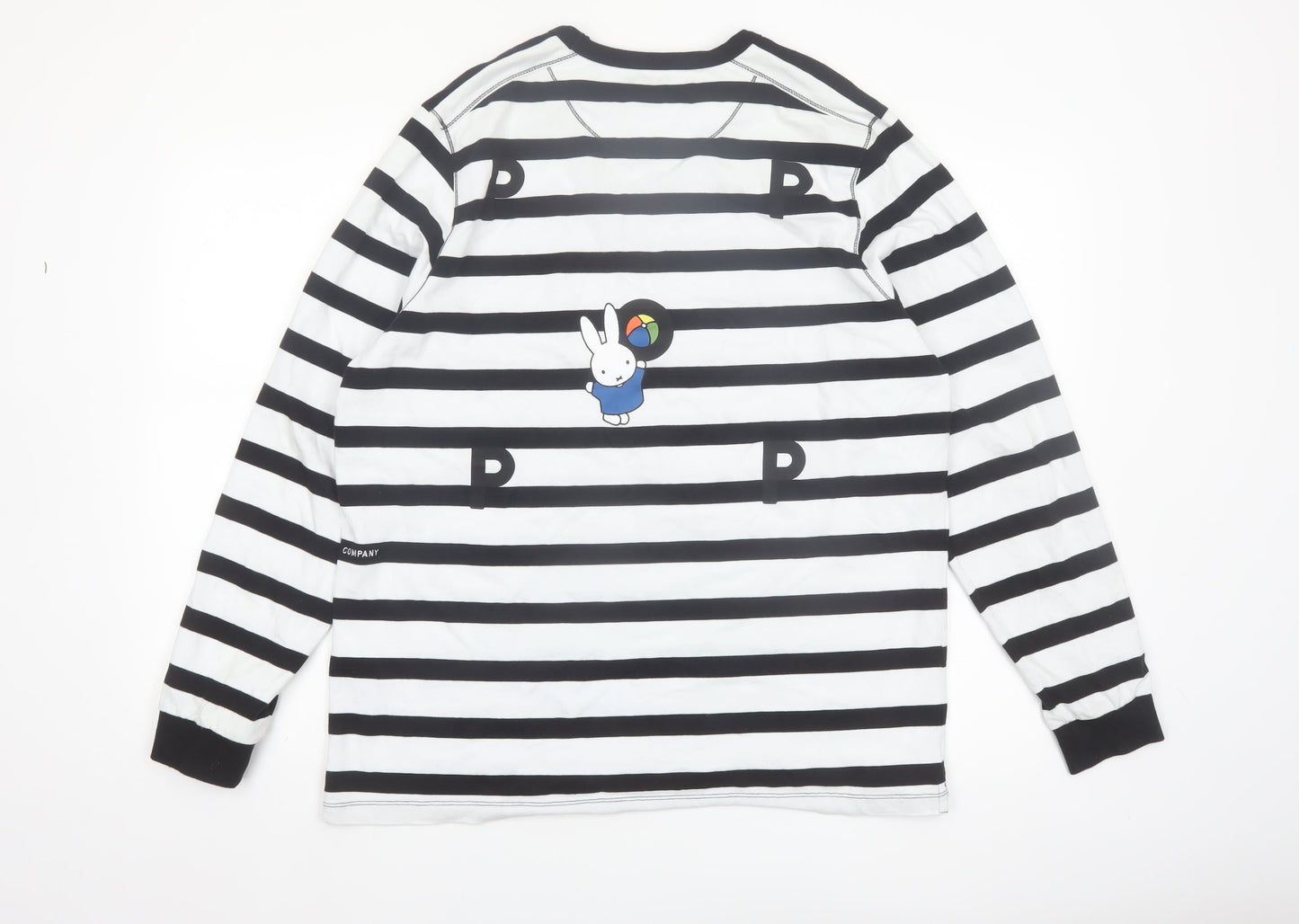 Pop Trading Company Men’s Black White Striped Long Sleeve Cotton Shirt M