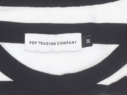 Pop Trading Company Men’s Black White Striped Long Sleeve Cotton Shirt M