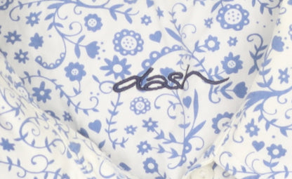 Dash Women Blue V-Neck 3/4 Sleeve Cotton Blend Blouse Size 16