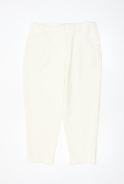Marks and Spencer Women’s Ivory Tapered Trousers Size 14 Regular Fit