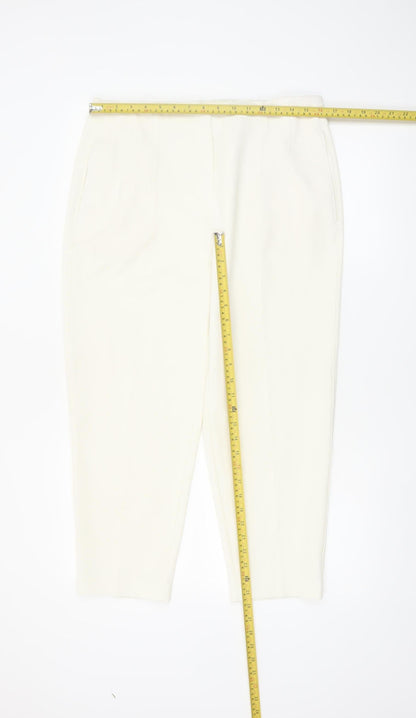 Marks and Spencer Women’s Ivory Tapered Trousers Size 14 Regular Fit