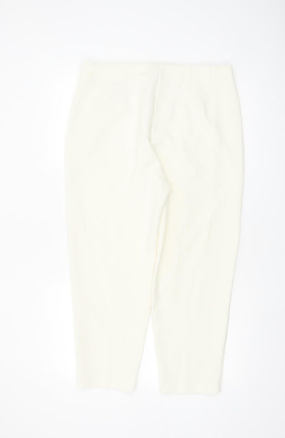Marks and Spencer Women’s Ivory Tapered Trousers Size 14 Regular Fit
