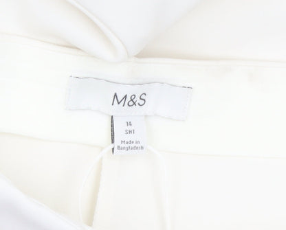 Marks and Spencer Women’s Ivory Tapered Trousers Size 14 Regular Fit