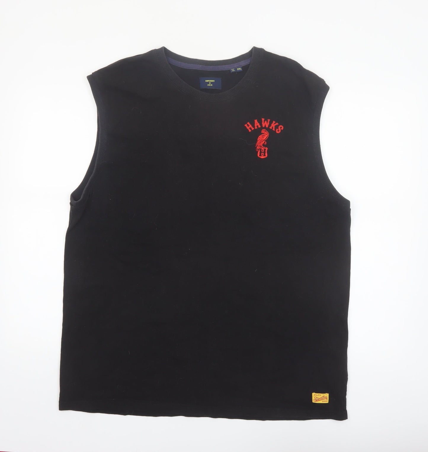 Superdry Men's Black 2XL Sleeveless Crew Neck Harajuku Hawks Top