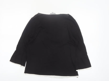 Marks and Spencer Per Una Women's Black Embroidered V-Neck Tunic Blouse Size 12