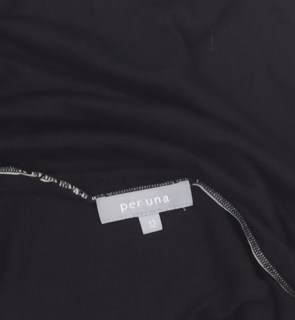 Marks and Spencer Per Una Women's Black Embroidered V-Neck Tunic Blouse Size 12