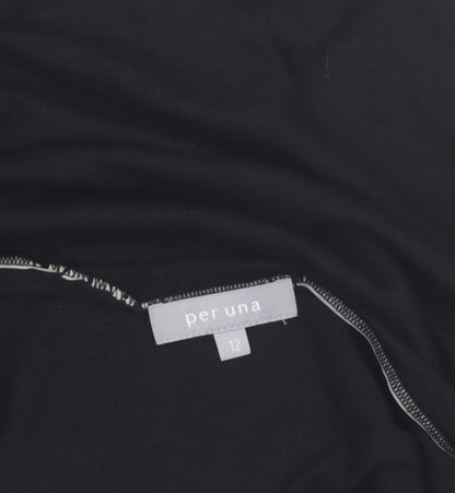 Marks and Spencer Per Una Women's Black Embroidered V-Neck Tunic Blouse Size 12