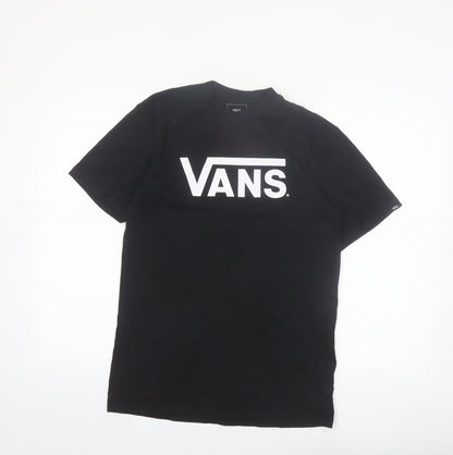 Vans Men's Black Logo Classic Fit Cotton T-Shirt Size M