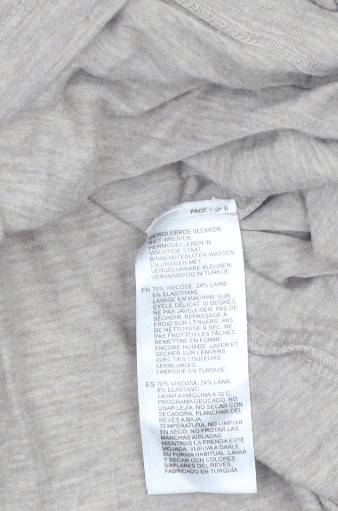 Reiss Women Beige Long Sleeve Wool Blend Jersey T-Shirt Size L