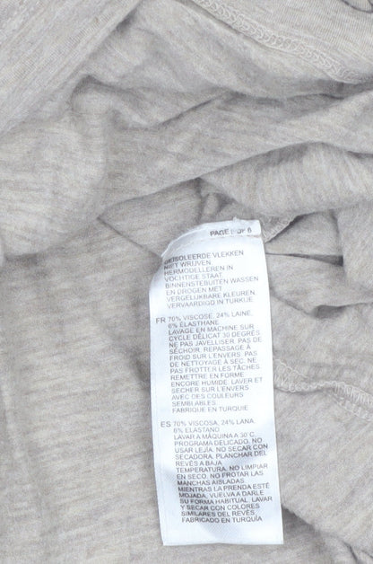 Reiss Women Beige Long Sleeve Wool Blend Jersey T-Shirt Size L