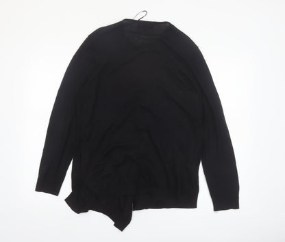 Next Women Black Merino Wool Blend Long Sleeve Cardigan Size 14