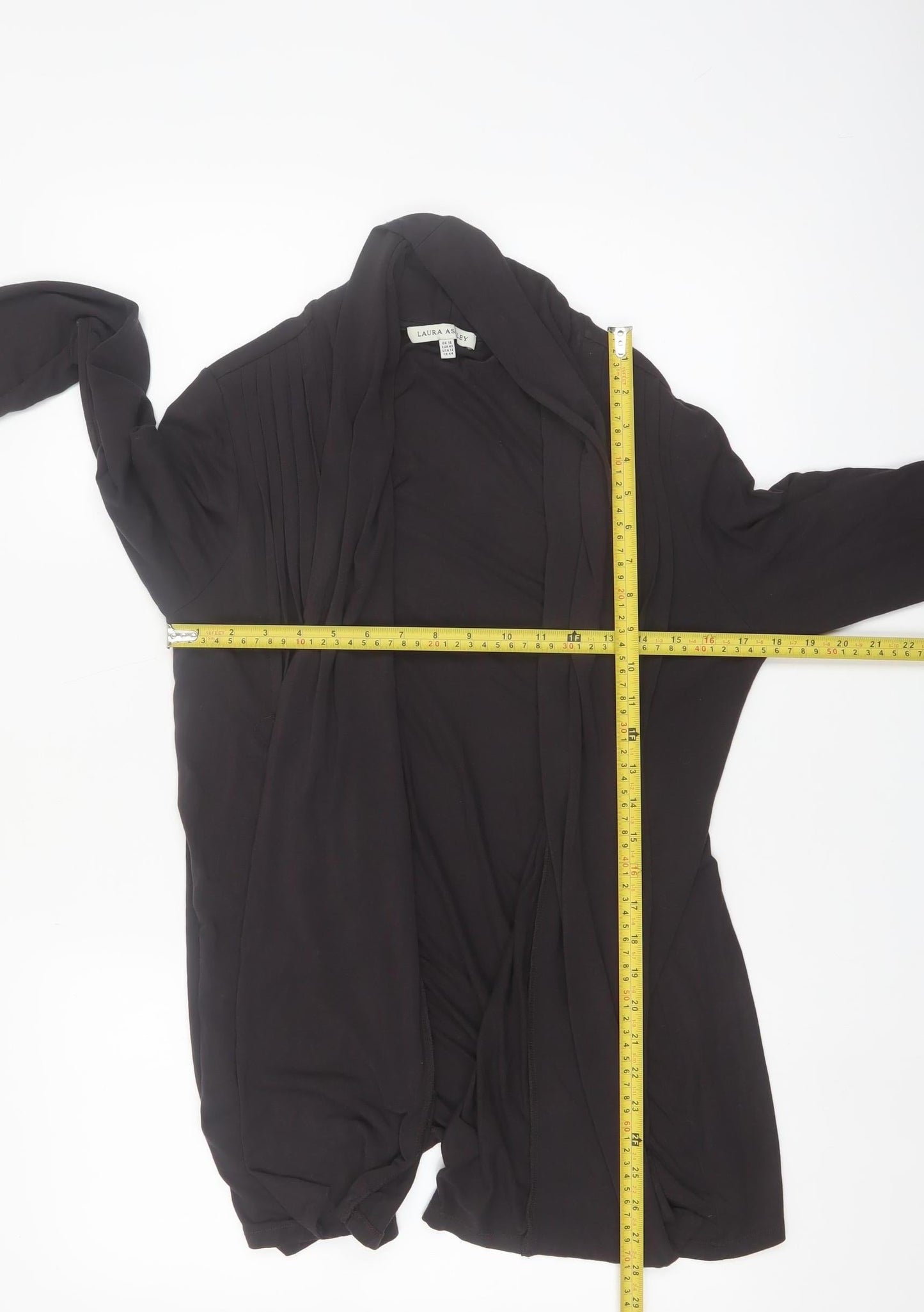 Laura Ashley Women's Black Size 16 Open Jersey Jacket