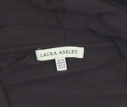 Laura Ashley Women's Black Size 16 Open Jersey Jacket