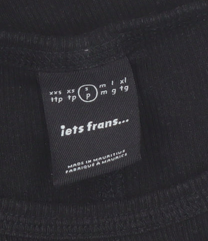 iets frans Women's Black Slim Fit Short Sleeve Basic T-Shirt Size S
