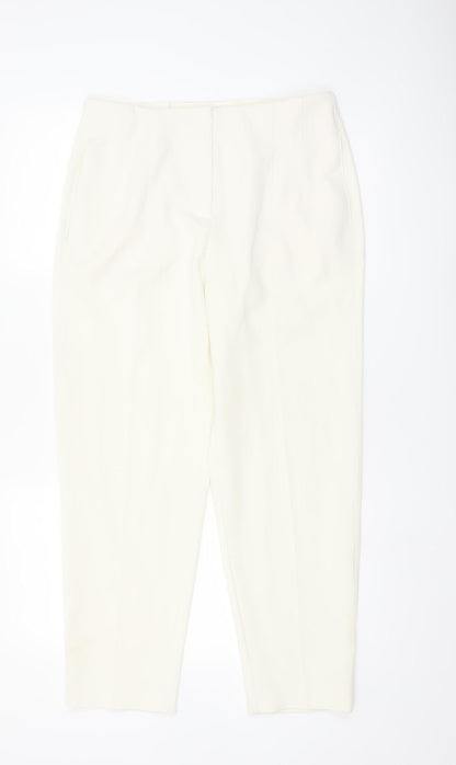 Marks and Spencer Women Ivory Slim Tapered Trousers Size 12