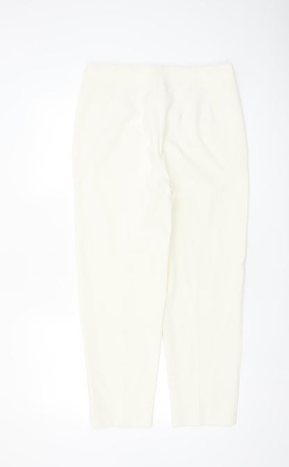 Marks and Spencer Women Ivory Slim Tapered Trousers Size 12
