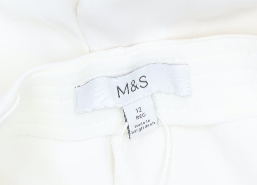 Marks and Spencer Women Ivory Slim Tapered Trousers Size 12