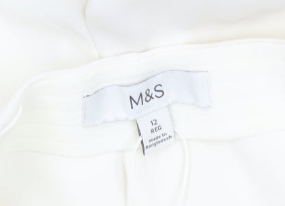 Marks and Spencer Women Ivory Slim Tapered Trousers Size 12