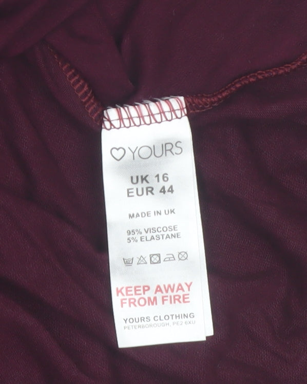 Yours Womens Plus Size 16 Purple Long Sleeve Tunic Blouse