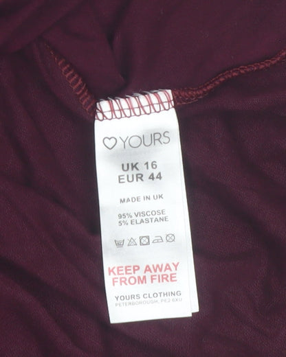 Yours Womens Plus Size 16 Purple Long Sleeve Tunic Blouse