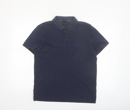 Hugo Boss Men's Blue Regular Fit Pima Cotton Polo Shirt M
