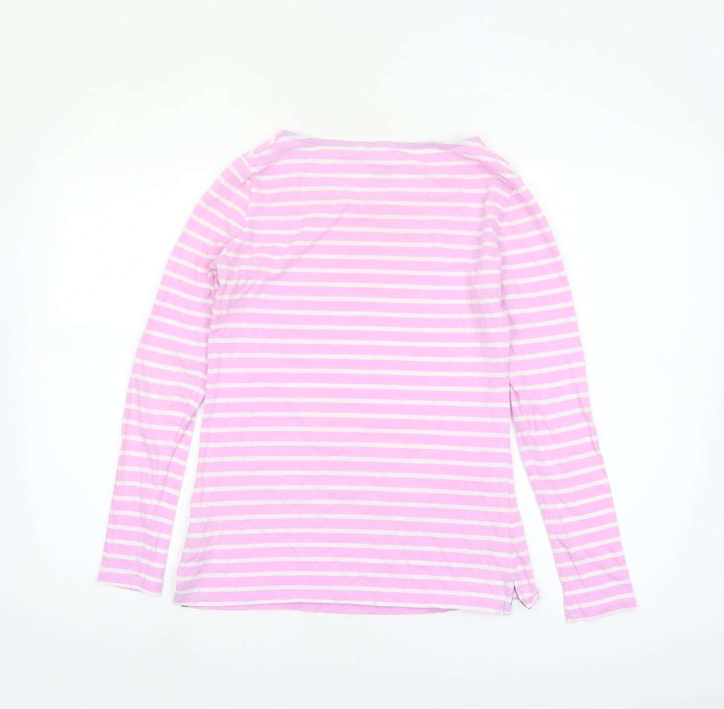 Boden Women’s Pink White Striped Long Sleeve Cotton Jersey T-Shirt Size 10