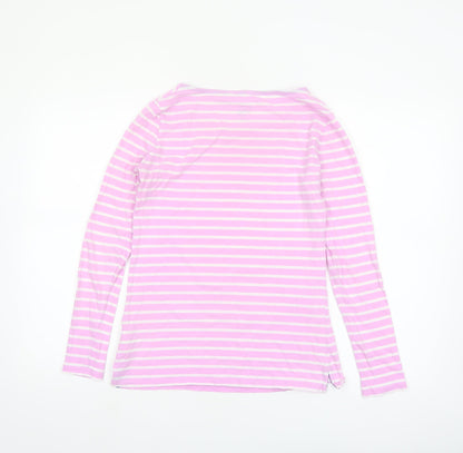 Boden Women’s Pink White Striped Long Sleeve Cotton Jersey T-Shirt Size 10