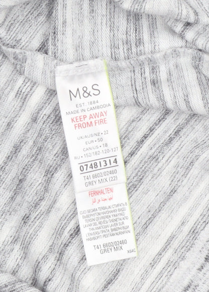 Marks and Spencer Women’s Grey Mix Long Sleeve Jersey Pyjama Top Size 22