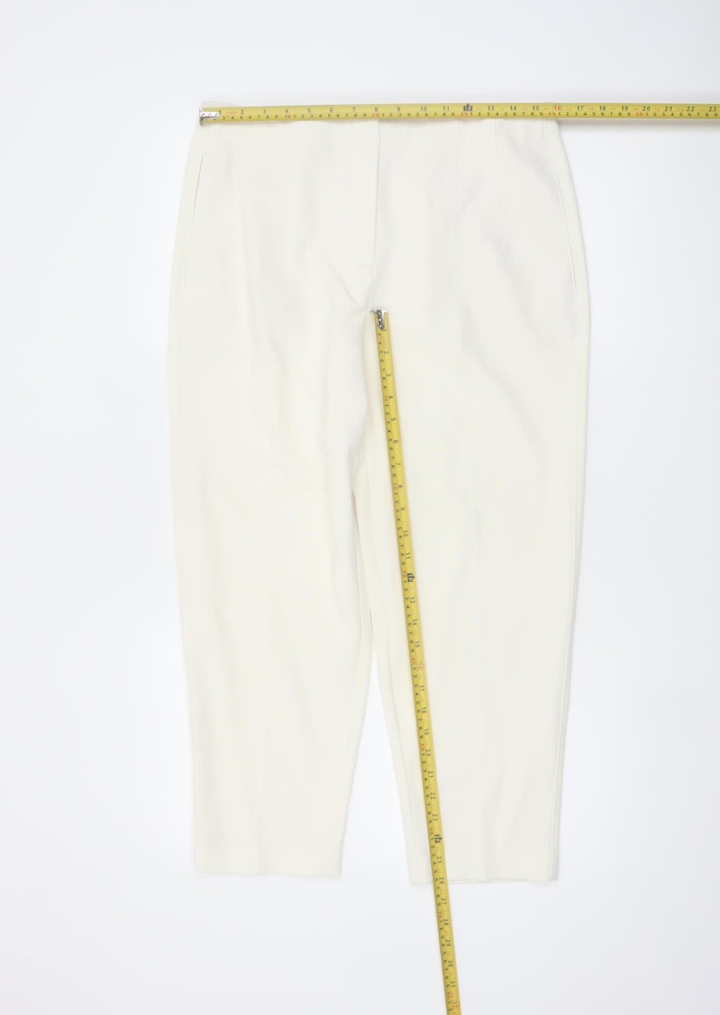 Marks and Spencer Women Ivory Size 14 Tapered Trousers