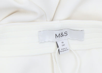 Marks and Spencer Women Ivory Size 14 Tapered Trousers