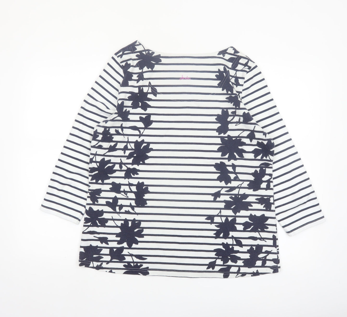 Joules Women’s White Navy Stripe 3/4 Sleeve Cotton Top Size 16