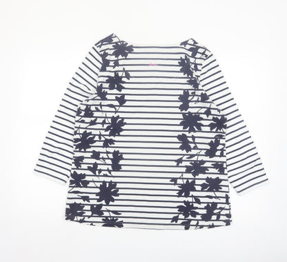Joules Women’s White Navy Stripe 3/4 Sleeve Cotton Top Size 16