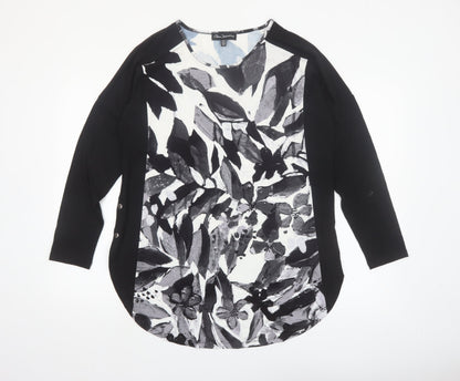 Claire Desjardins Women’s Black Floral Tunic T-Shirt Long Sleeve M