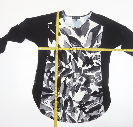 Claire Desjardins Women’s Black Floral Tunic T-Shirt Long Sleeve M