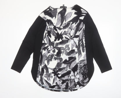 Claire Desjardins Women’s Black Floral Tunic T-Shirt Long Sleeve M