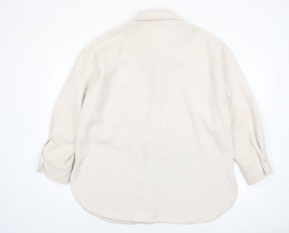 H&M Women’s Beige Fleece Basic Jacket Size M Relaxed Fit Casual