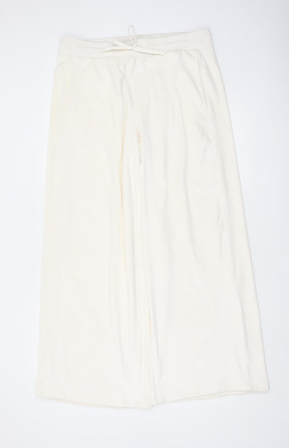 Marks and Spencer Womens Ivory Size 14 Fleece Wide-Leg Sweatpants