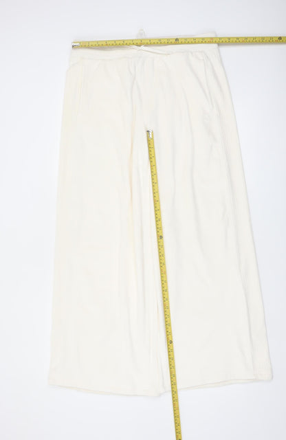 Marks and Spencer Womens Ivory Size 14 Fleece Wide-Leg Sweatpants